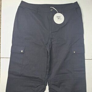 NEW Princess Polly Womens Size 12 Fallout Mid‎ Rise Cargo Pants Black Cotton B2